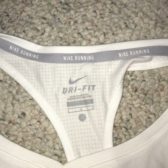 White Nike Running Dri- Fit Razor Back Tank Top - Picture 3 of 6